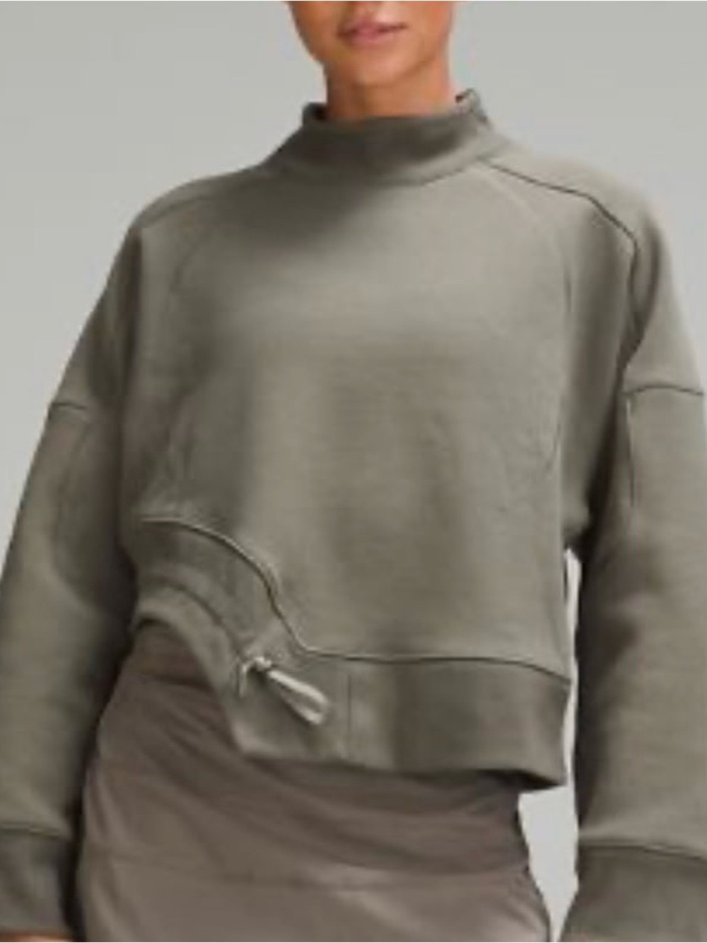 Lululemon Plush Fleece Curved Hem Pullover Grey Sage Size 6